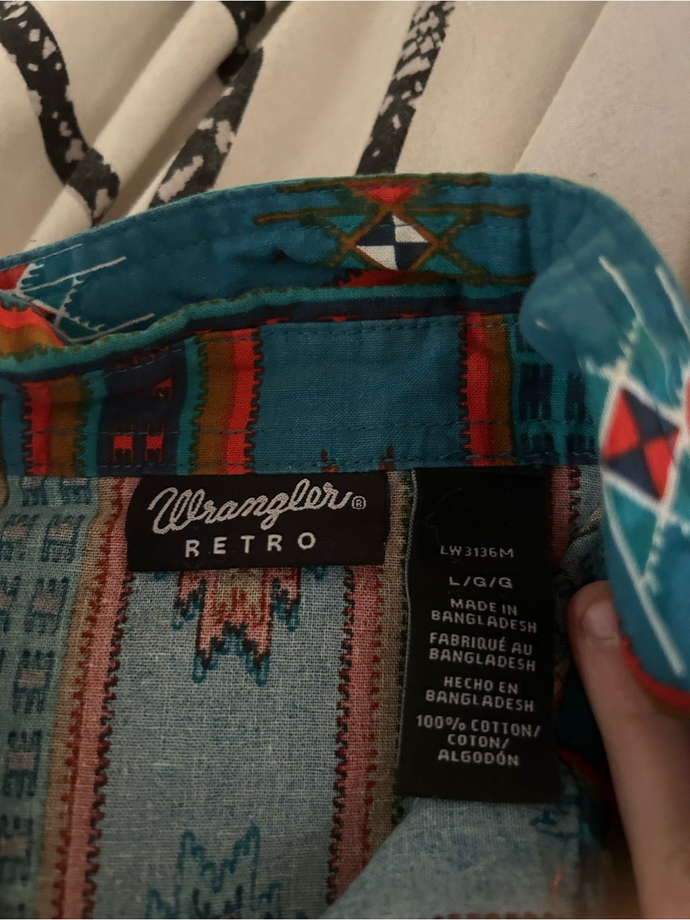 Wrangler Retro Turquoise Aztec Button-Up - Picture 2 of 2